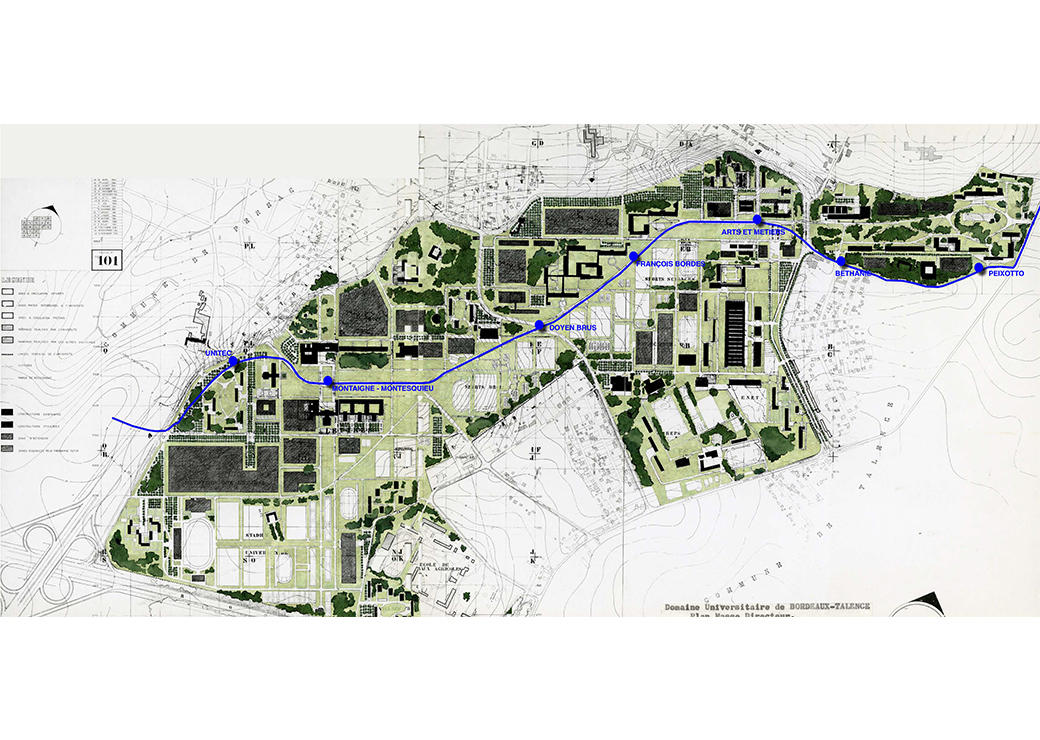 Plan d'ensemble du campus Sur Pessac-Talence-Gradignan en décembre 1966 selon louis sainsaulieu - architecte